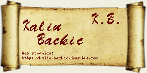 Kalin Backić vizit kartica